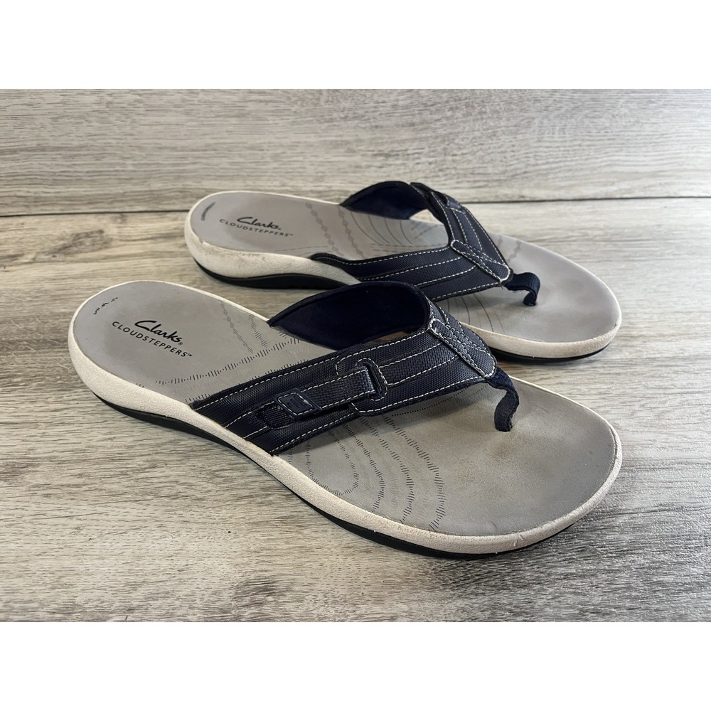 Clarks Cloudsteppers Sunmaze Daisy Sandals Womens 11 Blue‎ Flip Flop Comfort